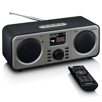 Lenco DIR-140BK - Internetradio mit DAB+ und FM-Radio - Bluetooth® - 5 direkte Stationstasten - 2,4" Farbdisplay - Schwarz
