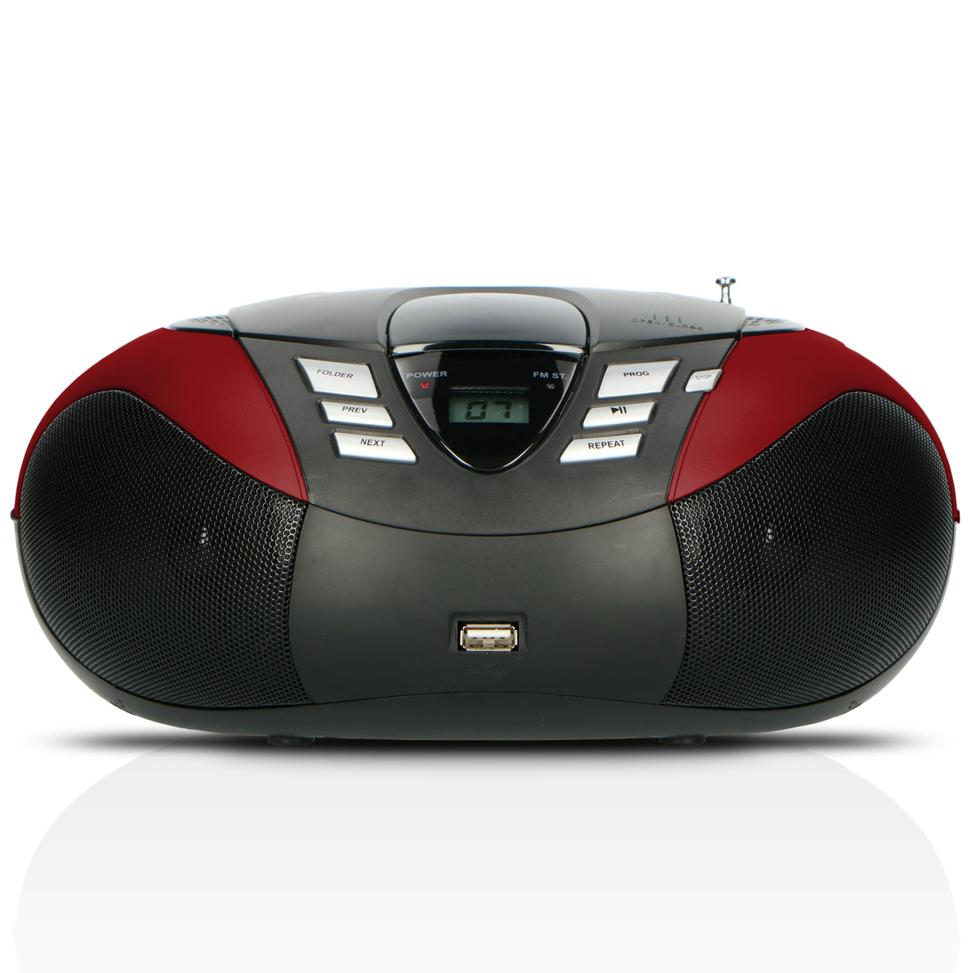 Lenco SCD-37 USB Red - Tragbares FM-Radio mit CD/MP3-Player - USB-Eingang - AUX-Eingang - Rot