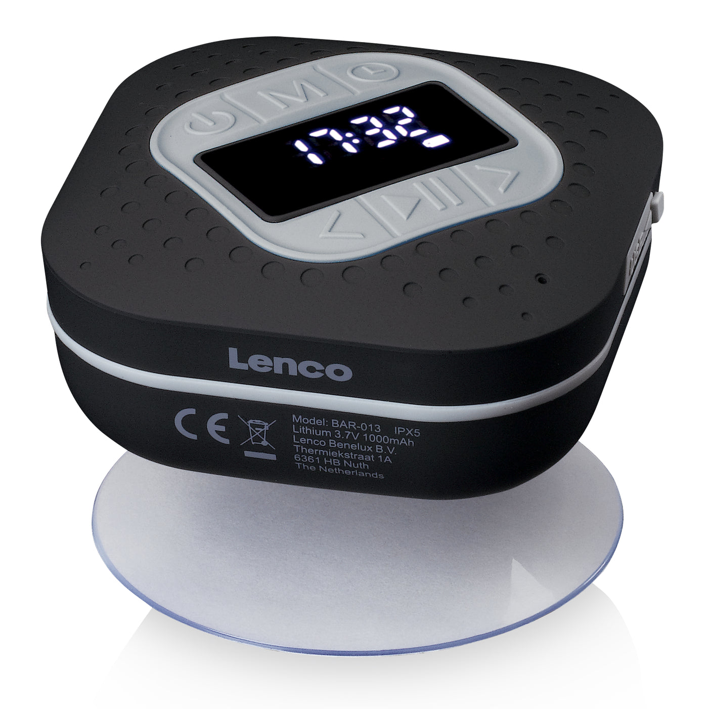 Lenco BAR-013BK - Wasserdichtes FM-Bad- und Küchenradio mit Bluetooth® und Timer - Schwarz