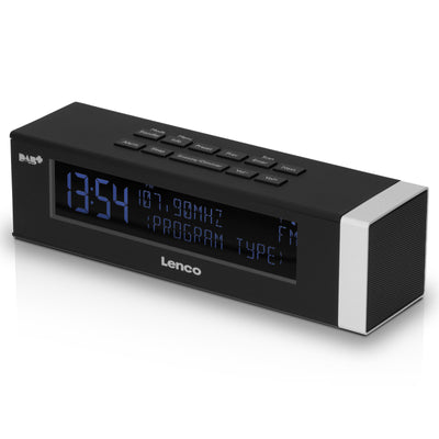 Lenco CR-630BK - Stereo DAB+/FM Radiowecker mit großem Display - USB-Anschluß mit Ladefunktion - 2 x 2 Watt RMS - Schwarz