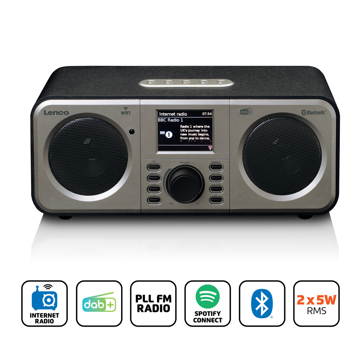 Lenco DIR-141BK - Internetradio mit DAB+, Bluetooth® und Spotify Connect, Schwarz
