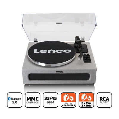 Lenco LS-440GY - Plattenspieler mit 4 eingebauten Lautsprechern