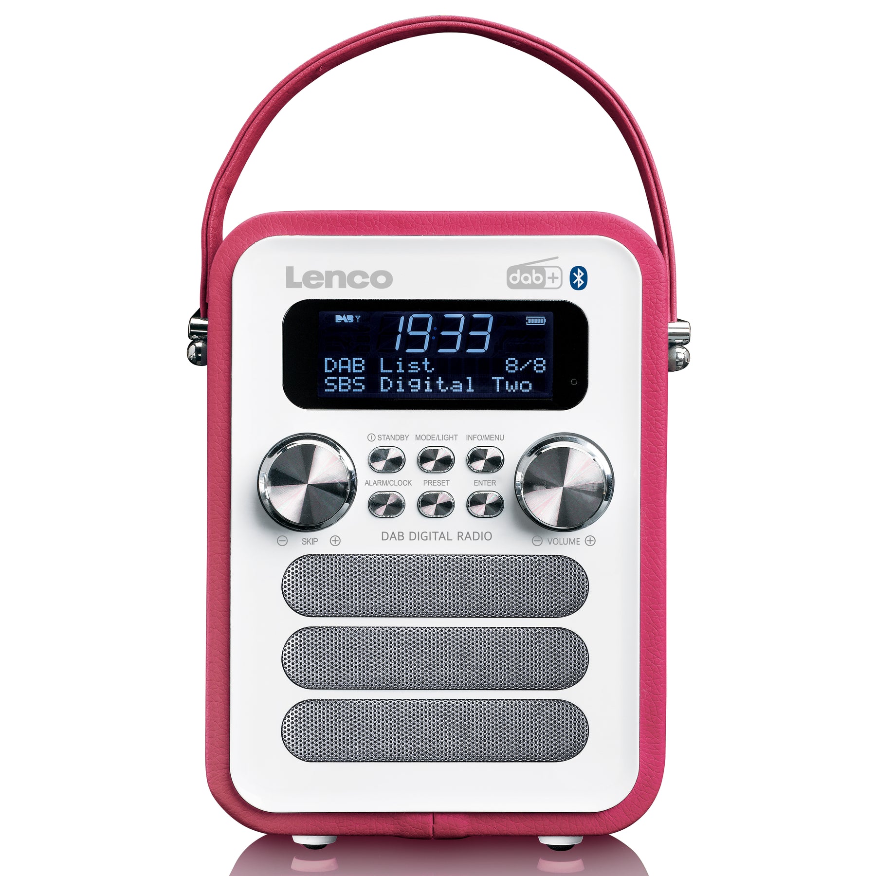 DAB+ und PDR-051PKWH - aufladbarer AUX-Eingang, Bluetooth® mit FM-Radio Tragbares - Pink Batterie Lenco