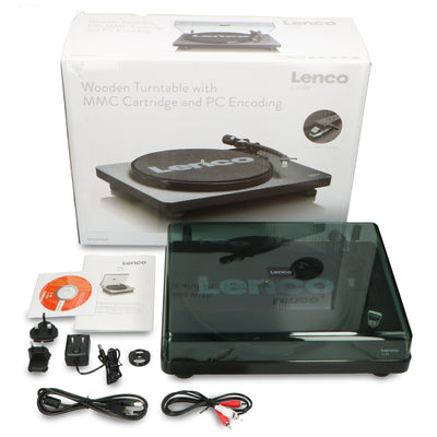 Lenco L-30BK - Plattenspieler mit Riemenantrieb und Holzgehäuse - USB/PC-Encoding - Auto-Stopp-Funktion - Schwarz