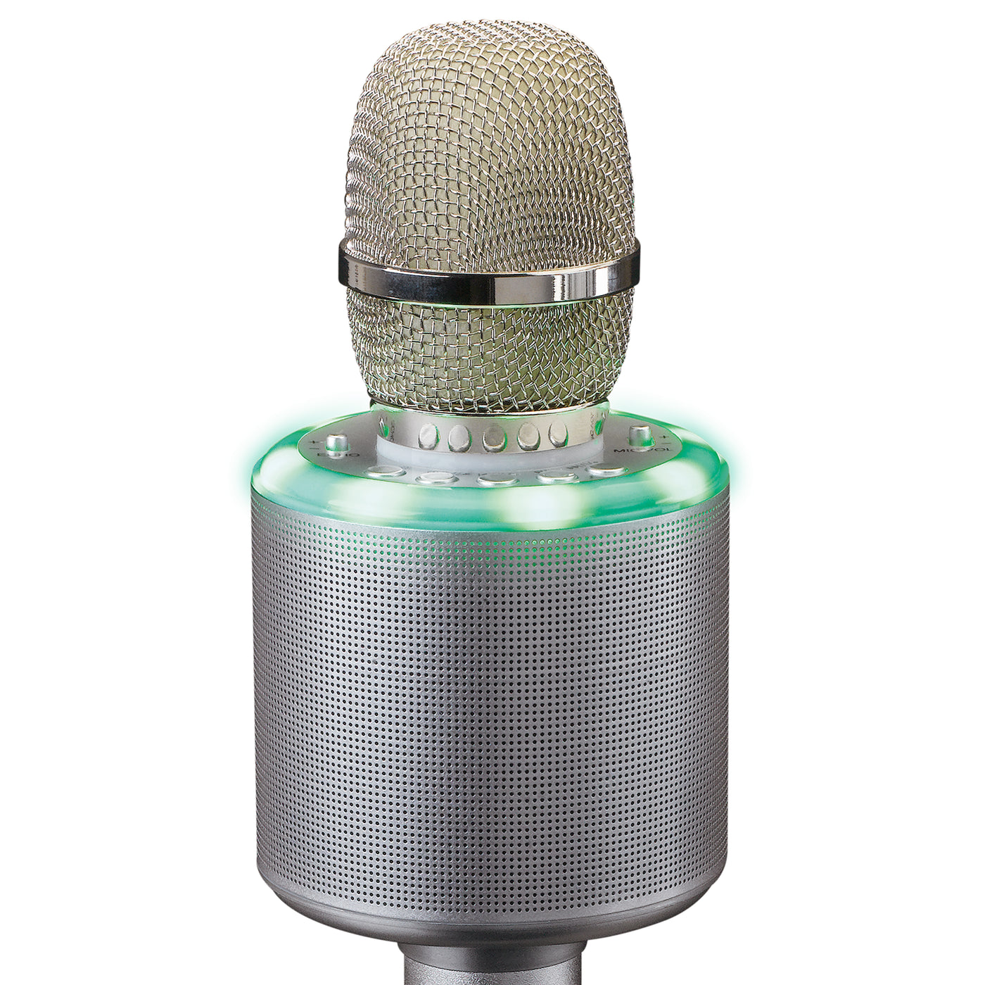 Lenco BMC-085SI - Karaoke-Mikrofon mit Bluetooth®, Lautsprecher und Beleuchtung - silber