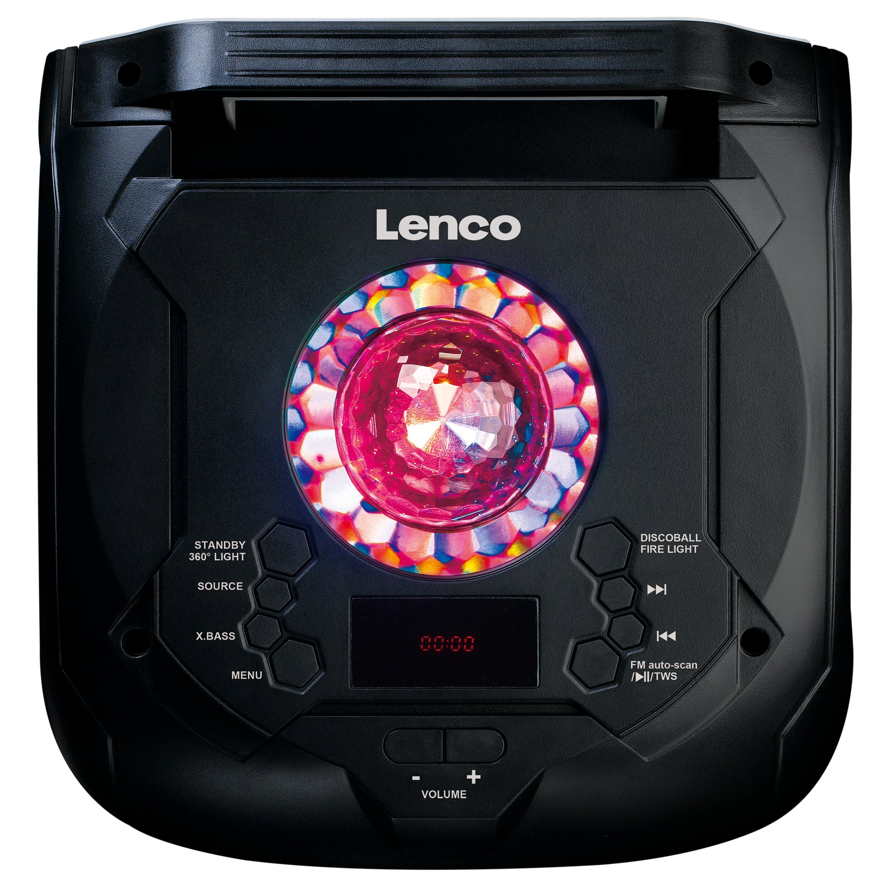 Lenco - PA-360BK - mit Lautsprechern und 360°-LED-Beleuchtung PA