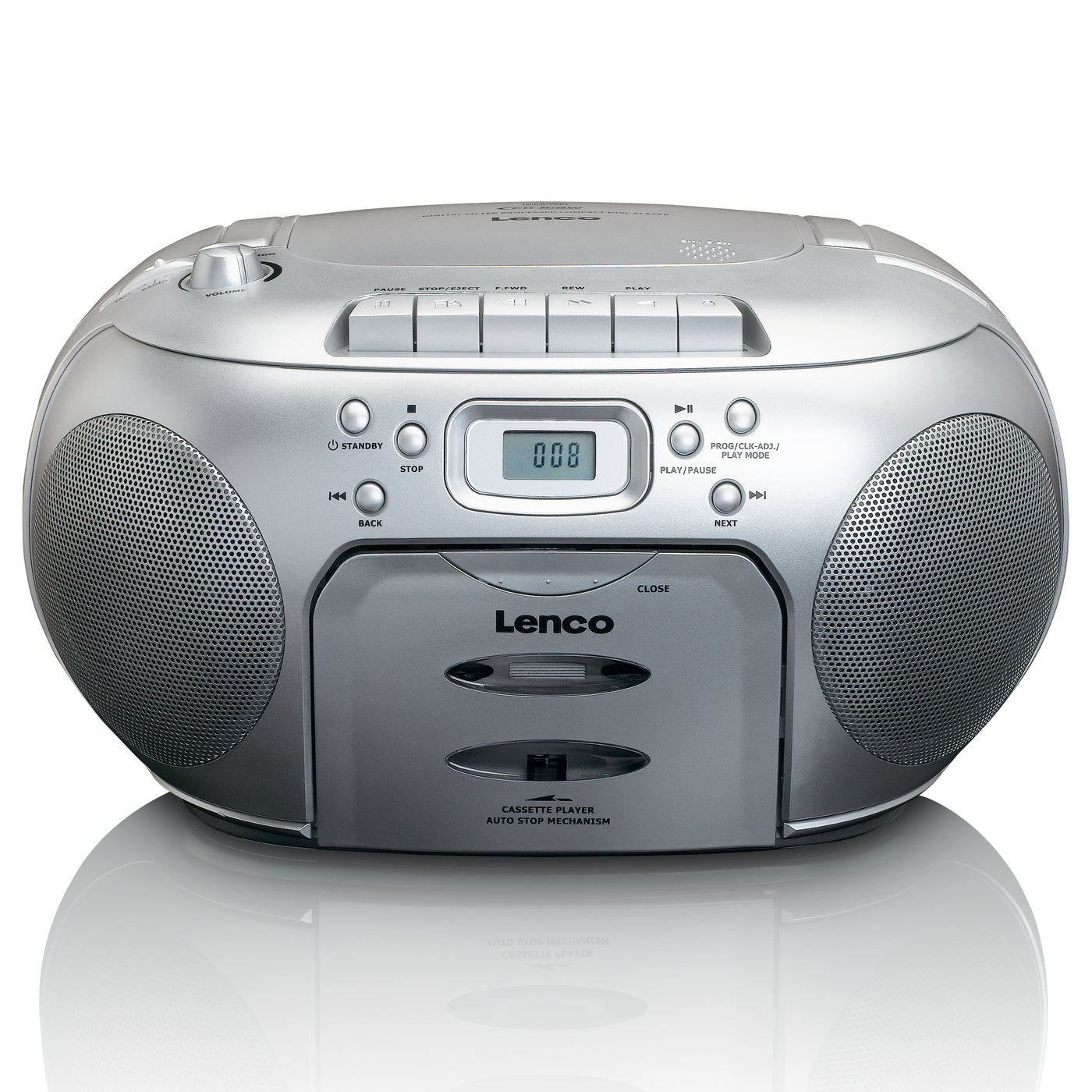 Lenco SCD-420SI - Tragbares FM-Radio mit CD-Player und Kassettendeck - Kopfhöreranschluß - Silber