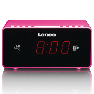 Lenco CR-510PK - Stereo FM-Radiowecker mit 0,9" LED-Display - Pink