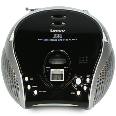Lenco SCD-24 Black/Silver - Tragbares FM-Radio mit CD-Player - Kopfhöreranschluß - Silber/Schwarz