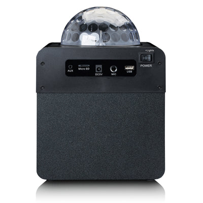 Lenco BTC-055BK - Karaoke Lautsprecher mit Bluetooth® und Mikrofon - Diskokugel