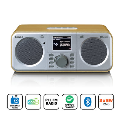 Lenco DIR-141WD - Internetradio mit DAB+, Bluetooth® und Spotify Connect, Holz