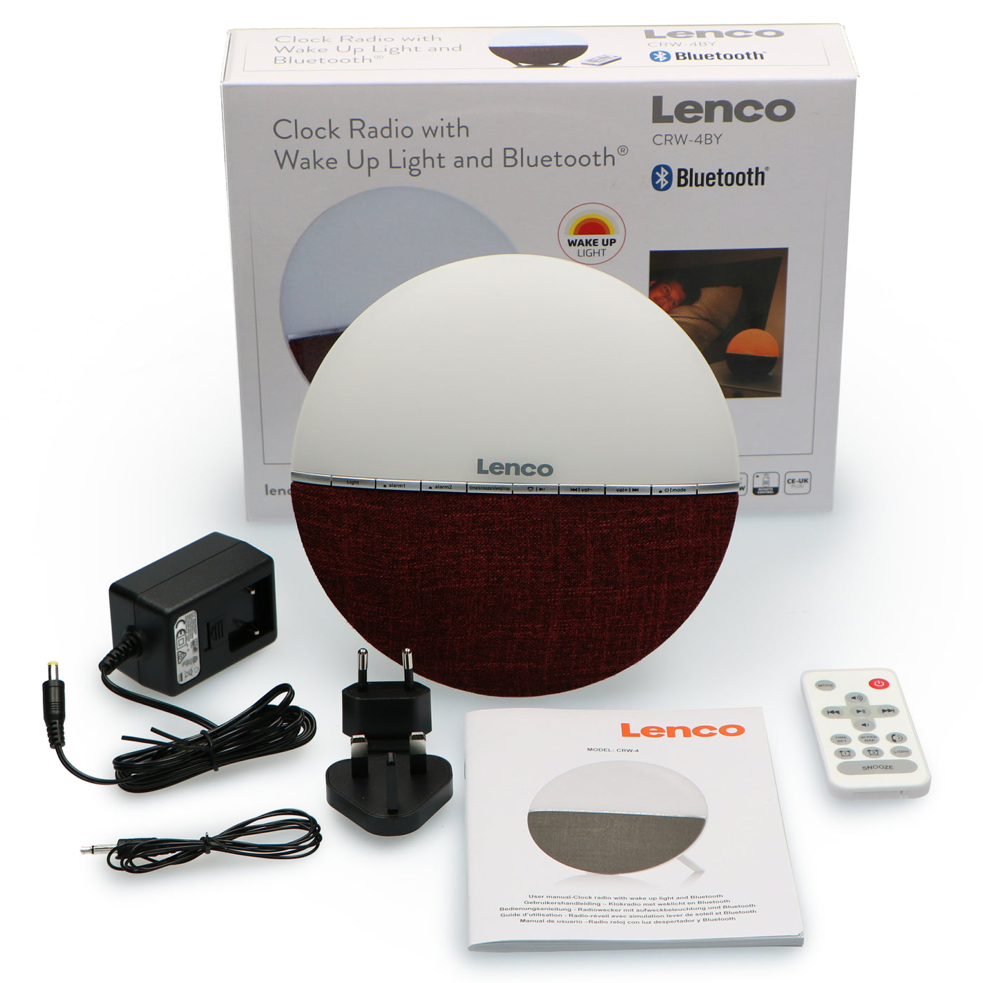 Lenco CRW-4BY - FM-Radiowecker und Wake-Up Light met Bluetooth® - Rot