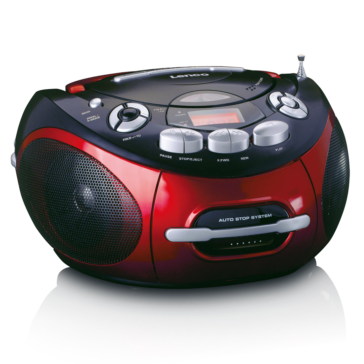 Lenco SCD-430RD - Tragbares Radio, CD/MP3, Kasette spieler - Rot