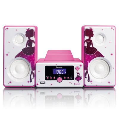 Lenco MC-020 Princess - Mikro-Stereoanlage mit FM-Radio, Bluetooth®, USB und AUX-Eingang - Prinzessin