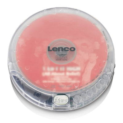 Lenco - CD-012TR -  Tragbarer CD-Player mit Akku-Aufladefunktion - Transparent