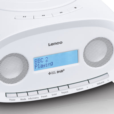 Lenco SCD-69WH - DAB Radio - Boombox - CD Player - MP3 - USB - Weiß