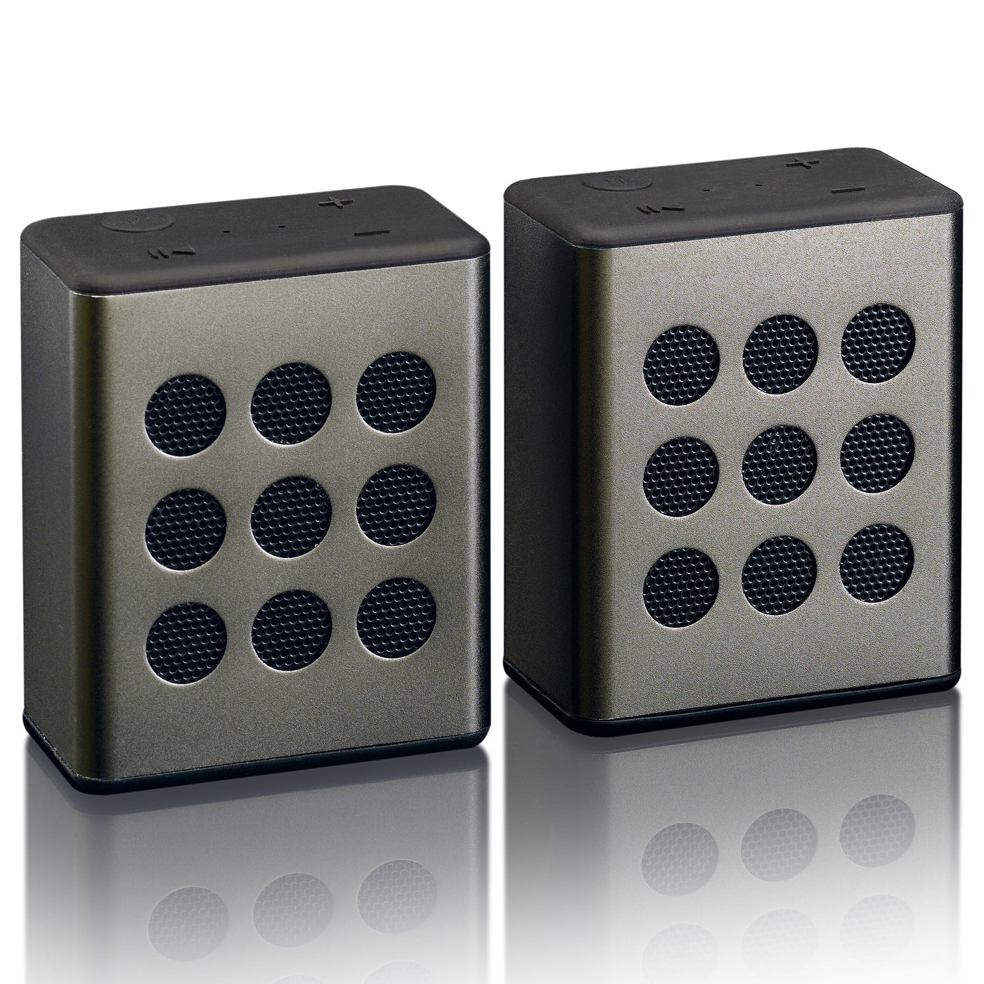 Lenco BTP-200BK Bluetooth® Stereo-Lautsprecherset mit 8 Stunden Spielzeit und Accessoires - Grau