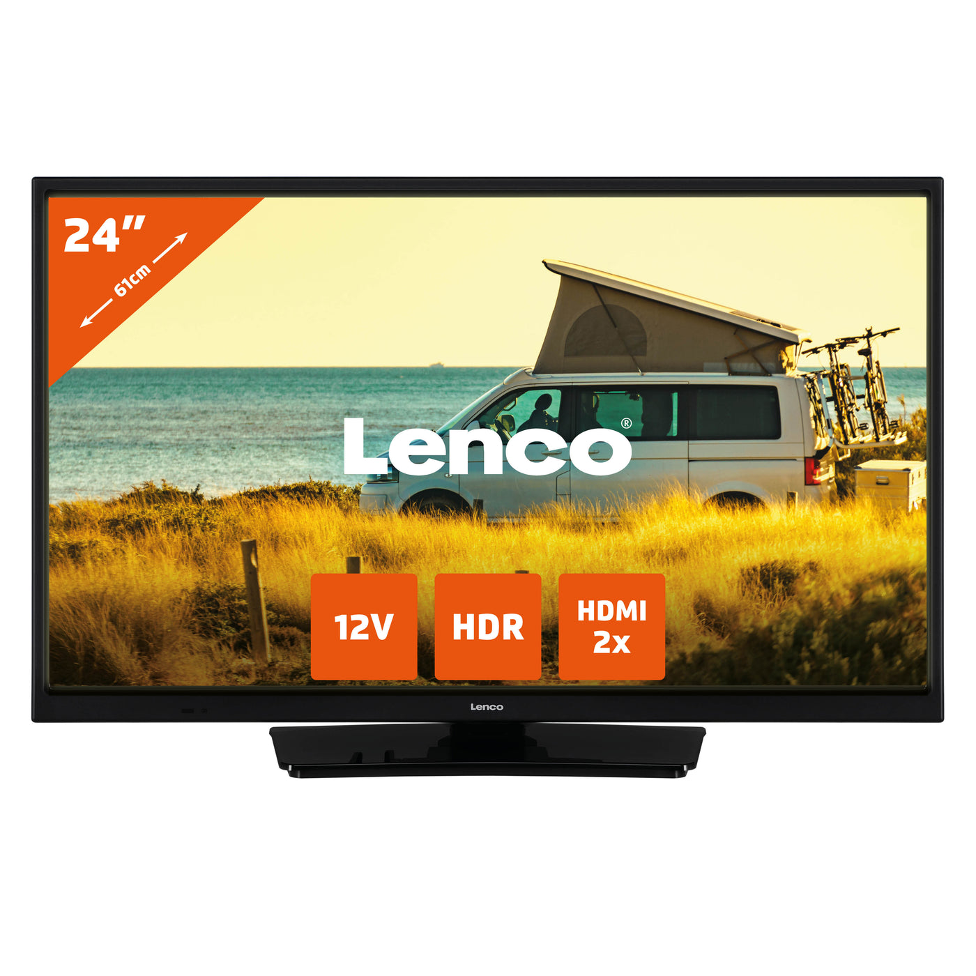 Lenco LED-2423BK - 24-Zolll Fernsehen mit  12-V-Kfz-Adapter, schwarz