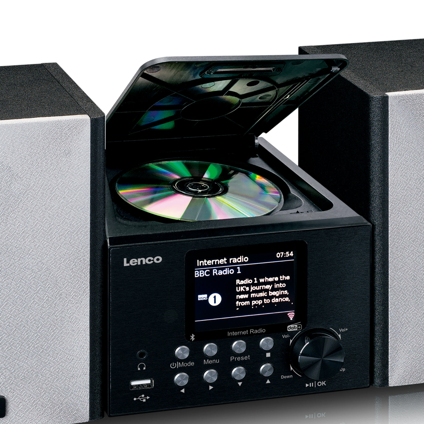 Lenco MC-250BK - Micro-Set mit Smart Radio, CD-/USB-Player, Internet, DAB+, Bluetooth® - Schwarz