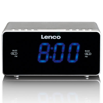 Lenco CR-520SI - Stereo FM-Radiowecker mit USB-Port - Silber