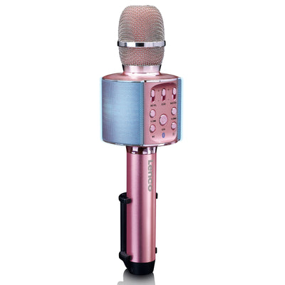 Lenco BMC-090PK - Karaoke Mikrofon mit Bluetooth® - 5 Watt RMS Lautsprecher - Integrierter Akku - Lichteffekte - Handyhalter - USB/SD - Pink