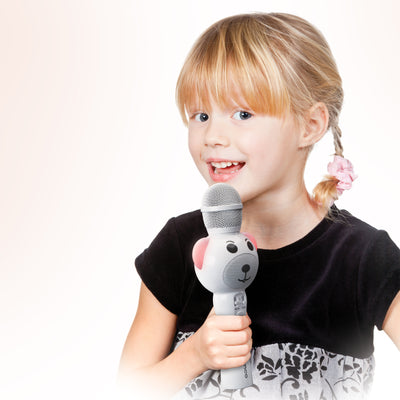 Lenco BMC-060WH - Karaoke-Mikrofon mit Bluetooth®, SD-Slot, Beleuchtung, Aux-Ausgang- Weiß