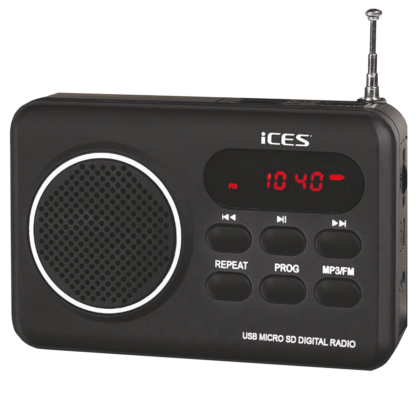 Ices IMPR-112 Black - Tragbares Radio PLL FM, USB, SD - Schwarz