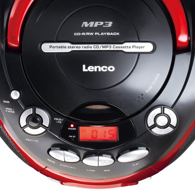 Lenco SCD-430RD - Tragbares Radio, CD/MP3, Kasette spieler - Rot
