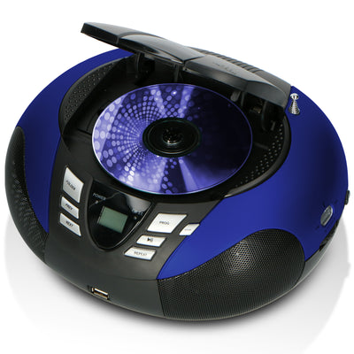 Lenco SCD-37 USB Blue - Tragbares FM-Radio mit CD/MP3-Player - USB-Eingang - AUX-Eingang - Blau